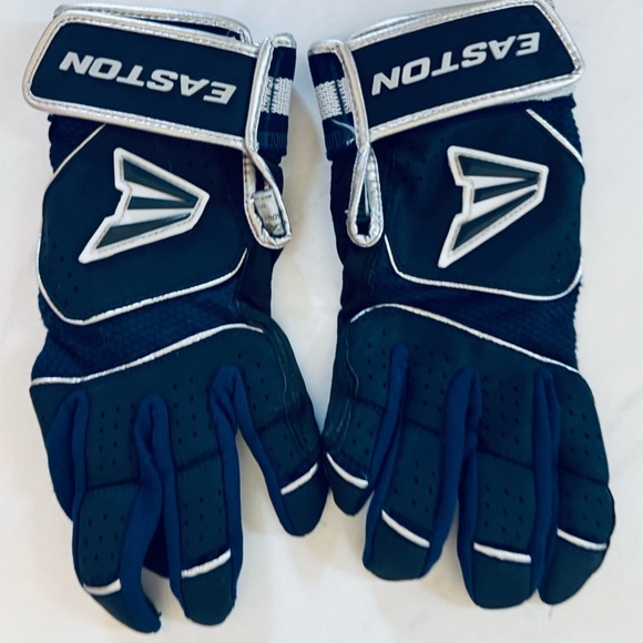 EASTON Walk Off Dark Blue Batting Glove with Silver Trim - Picture 5 of 7
